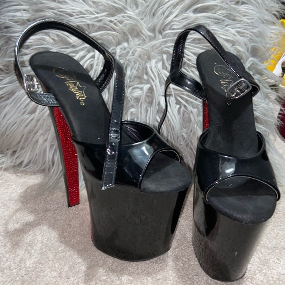 Black 8 inch red bottom pleasers - Picture 3 of 3